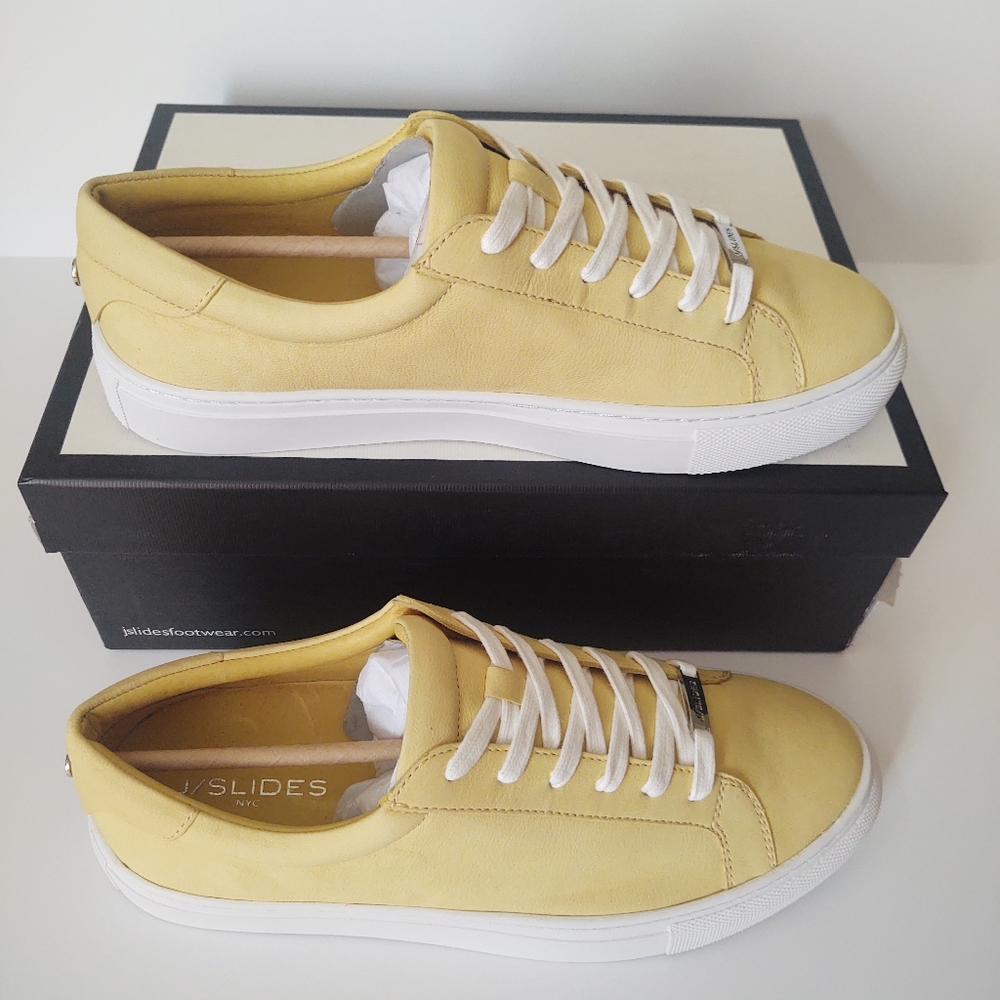 🎁J/SLIDES NYC Yellow Waxy Nubuck Lacee Sneakers